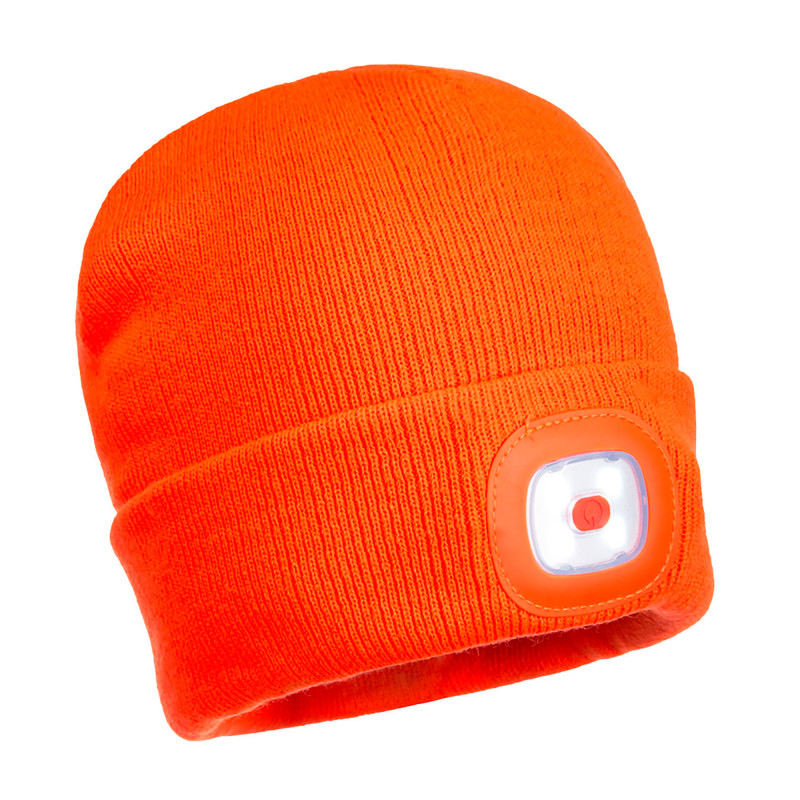 BONNET BEANIE DOUBLE LED RECHARGEABLE ORANGE TU