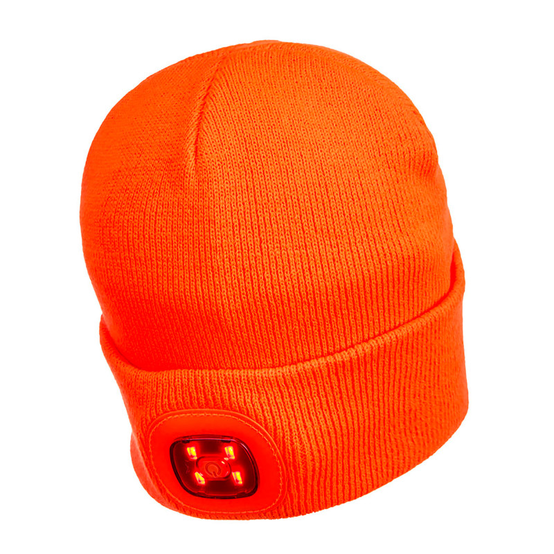 BONNET BEANIE DOUBLE LED RECHARGEABLE ORANGE TU
