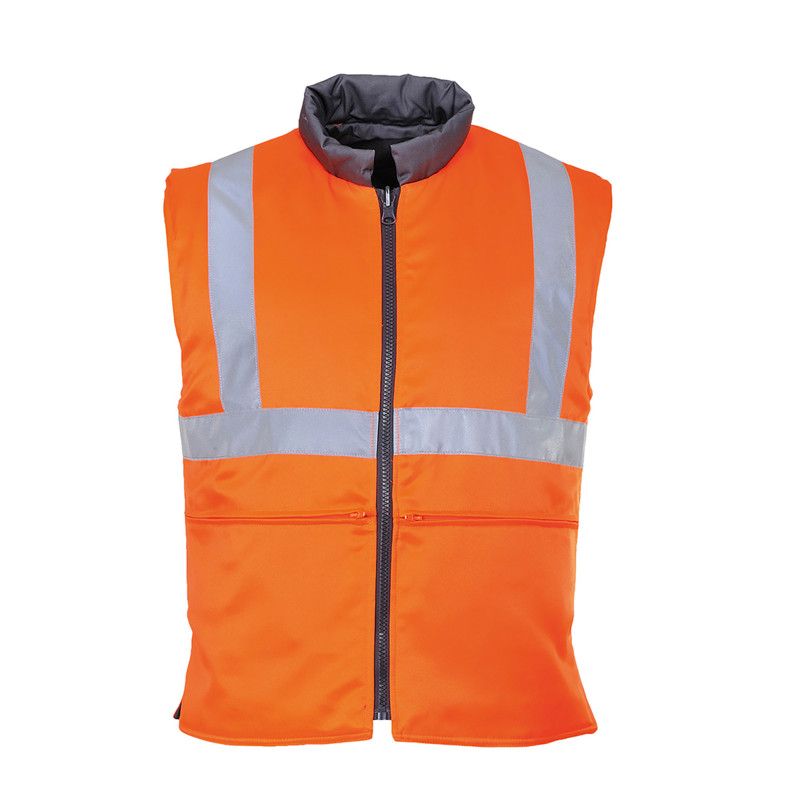 BODYWARMER HAUTE VISIBILITE RÉVERSIBLE RIS ORANGE