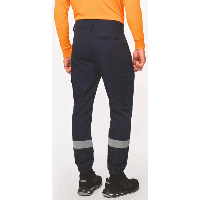 PANTALON CARGO UNISEXE  BAS ELASTIQUE / BANDE REFLECHISSANTE 

