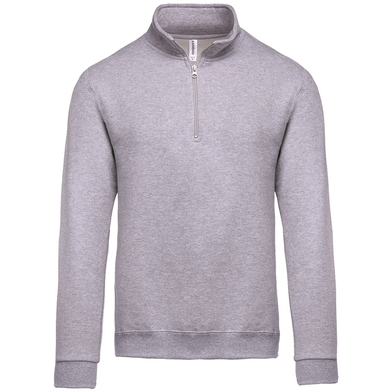 SWEAT ZIPPE COL CAMIONNEUR GRIS