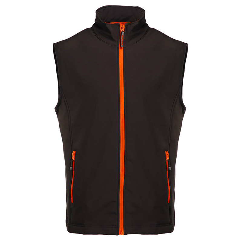 BODYWARMER SOFTSHELL 2 COUCHES PK330 NOIR/ORANGE