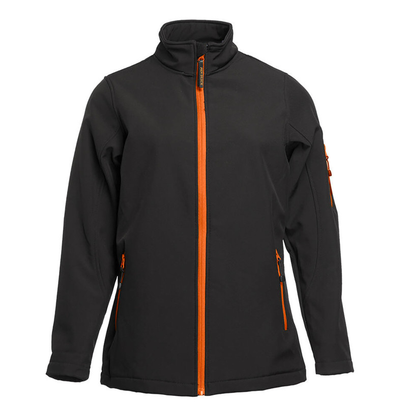 SOFTSHELL FEMME 3 COUCHES 340G PK769 NOIR/ORANGE
