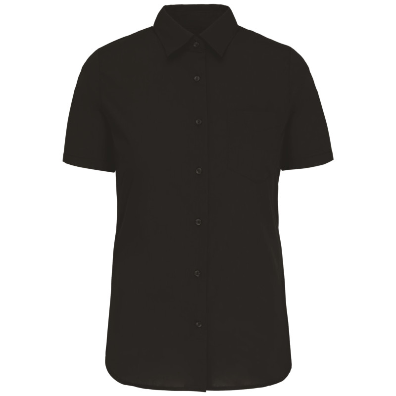 CHEMISE NOIRE MANCHES COURTES FEMME  
