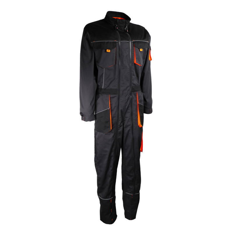COMBINAISON DE TRAVAIL 2 ZIPS NOIR GRIS ORANGE