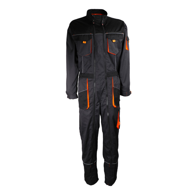 COMBINAISON DE TRAVAIL 2 ZIPS NOIR GRIS ORANGE