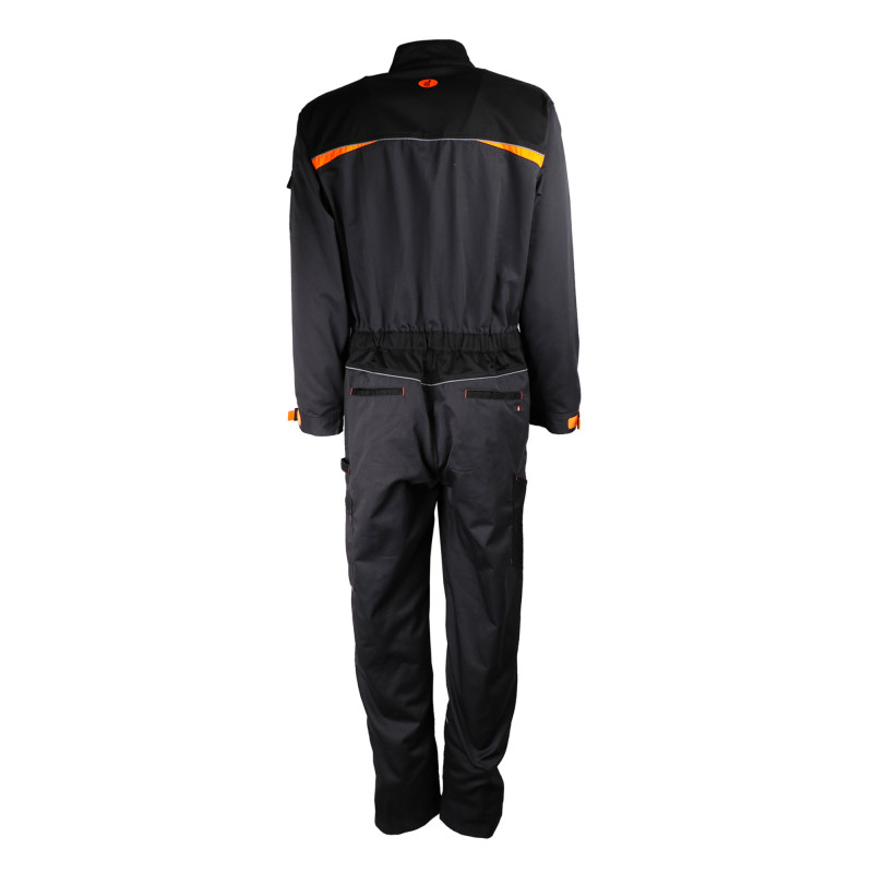 COMBINAISON DE TRAVAIL 2 ZIPS NOIR GRIS ORANGE