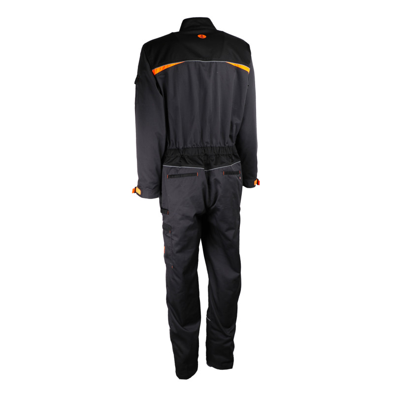 COMBINAISON DE TRAVAIL 2 ZIPS NOIR GRIS ORANGE