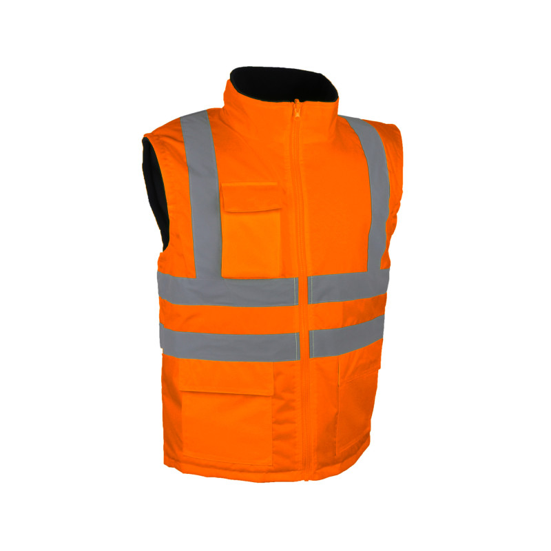 GILET SIGNALISATION ORANGE HAUTE VISI DBLE POLAIRE