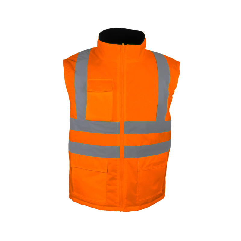 GILET SIGNALISATION ORANGE HAUTE VISI DBLE POLAIRE