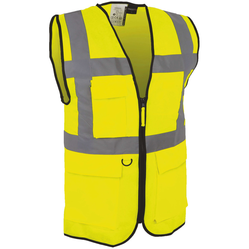 GILET SIGNALISATION HAUTE VISIBILITE MULTI-POCHES JAUNE