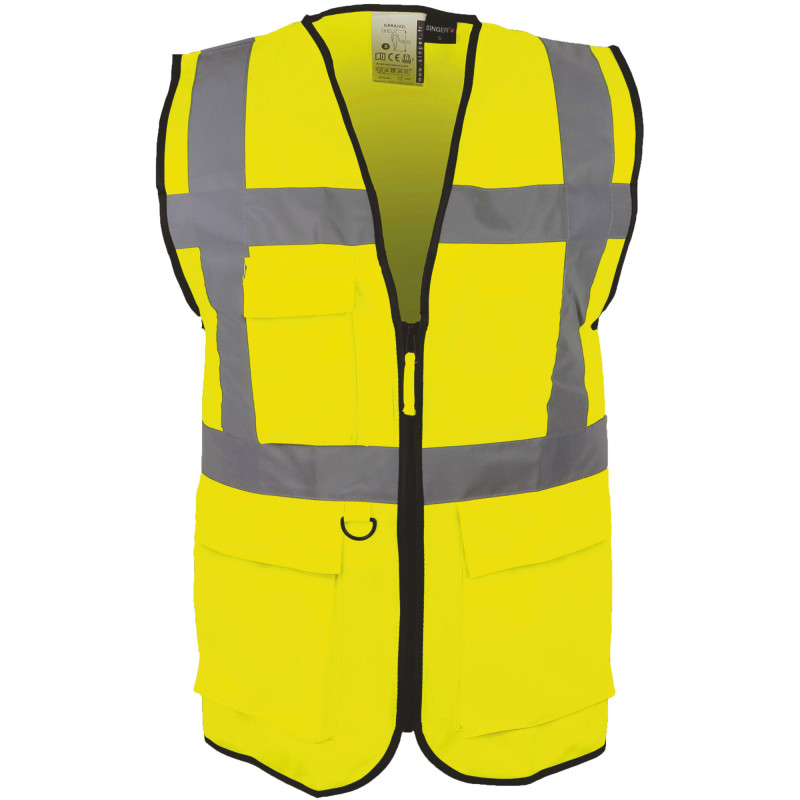 GILET SIGNALISATION HAUTE VISIBILITE MULTI-POCHES JAUNE