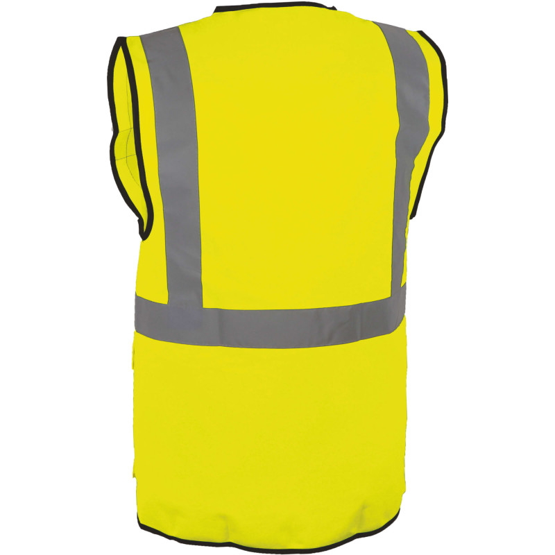 GILET SIGNALISATION HAUTE VISIBILITE MULTI-POCHES JAUNE