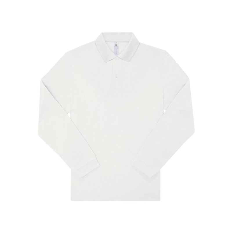 POLO HOMME B&C MANCHES LONGUES 210 BLANC