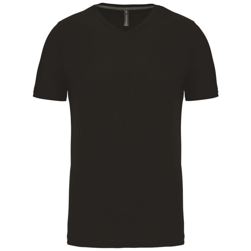 T-SHIRT MC COL V K357 NOIR COTON 180GR