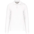 POLO PIQUE 220 MANCHES LONGUES HOMME KARIBAN BLANC 
