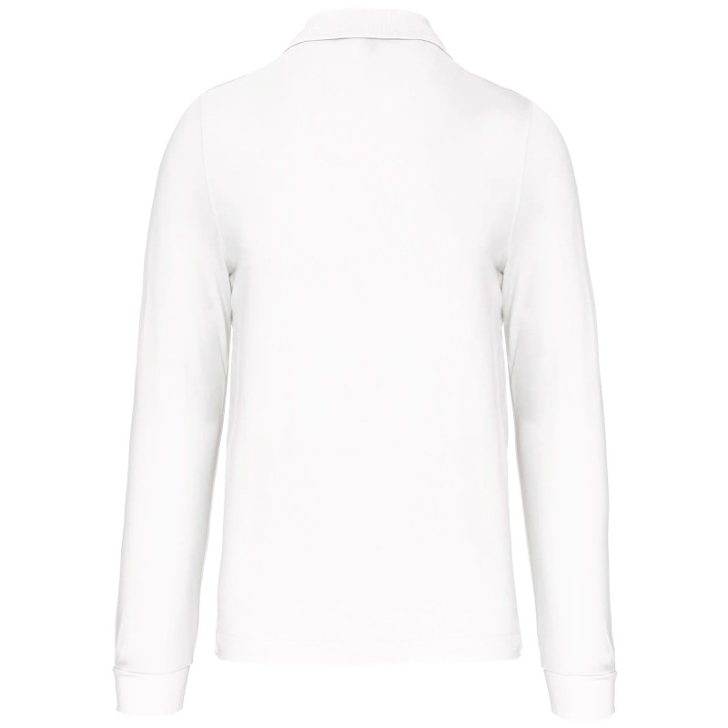 POLO PIQUE 220 MANCHES LONGUES HOMME KARIBAN BLANC 
