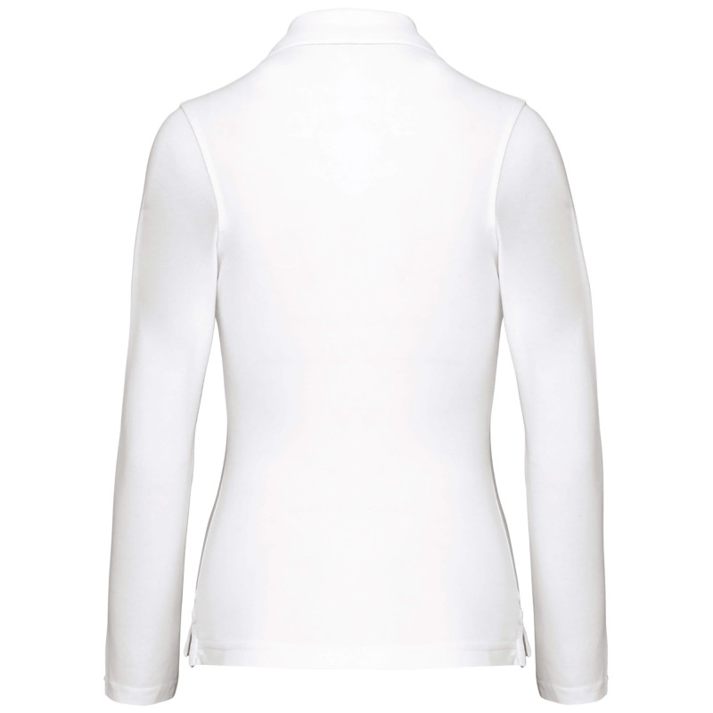 POLO PIQUE 220 MANCHES LONGUES FEMME KARIBAN BLANC 
