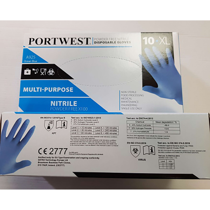 BOITE DE 100 GANTS A925 NITRILE NON POUDR-BLEU