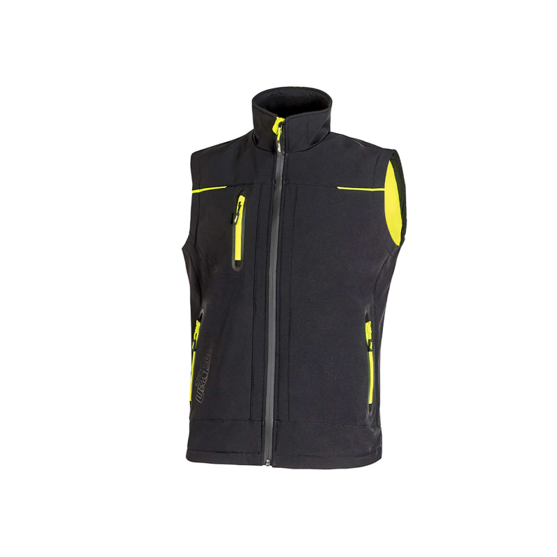 GILET SOFTSHELL UNIVERSE BLACK CARBON NOIR/JAUNE