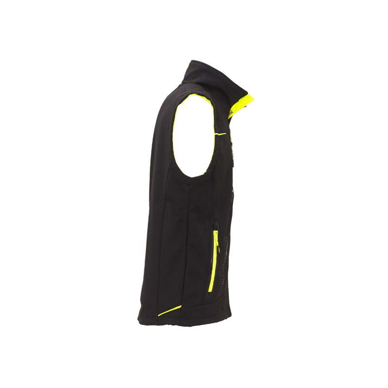 GILET SOFTSHELL UNIVERSE BLACK CARBON NOIR/JAUNE