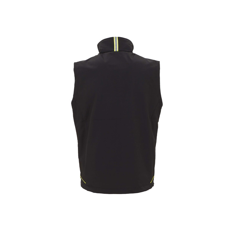 GILET SOFTSHELL UNIVERSE BLACK CARBON NOIR/JAUNE
