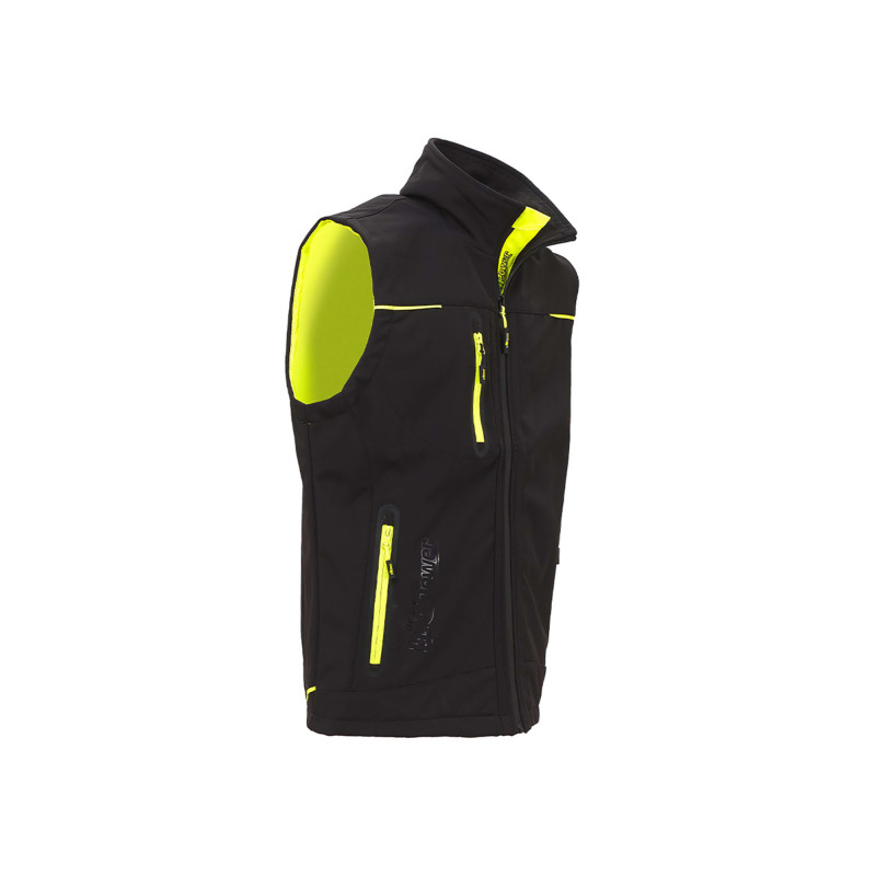 GILET SOFTSHELL UNIVERSE BLACK CARBON NOIR/JAUNE