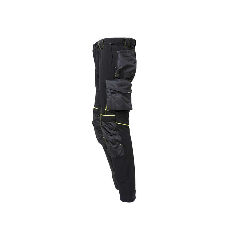 PANTALON ATOM SLIM STRETCH BLAK CARBON NOIR/JAUNE
