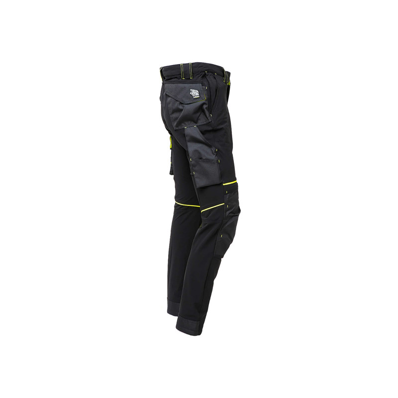 PANTALON ATOM SLIM STRETCH BLAK CARBON NOIR/JAUNE