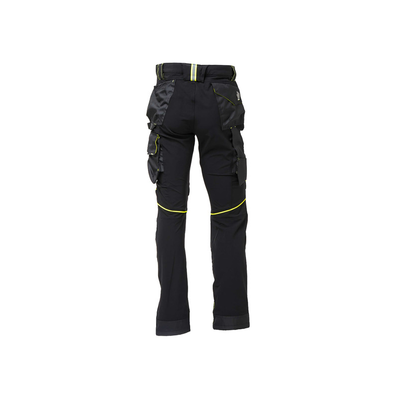 PANTALON ATOM SLIM STRETCH BLAK CARBON NOIR/JAUNE