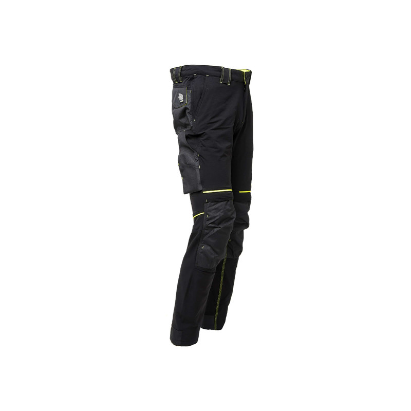 PANTALON ATOM SLIM STRETCH BLAK CARBON NOIR/JAUNE
