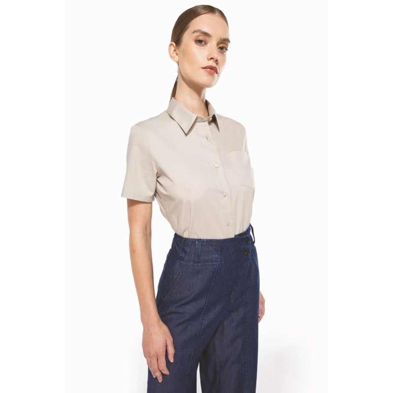 CHEMISE BEIGE MANCHES COURTES FEMME  
