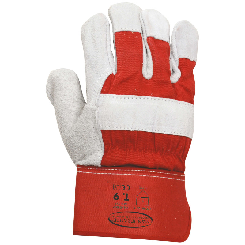 GANTS CUIR GROS OEUVRE ROUGE
