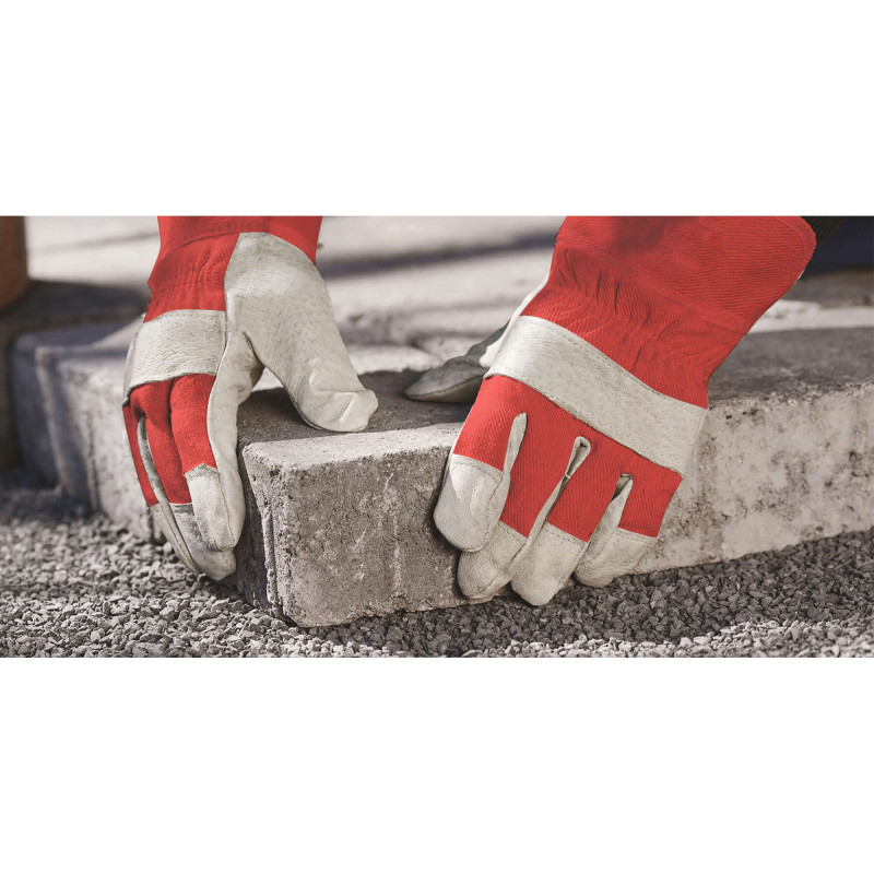 GANTS CUIR GROS OEUVRE ROUGE