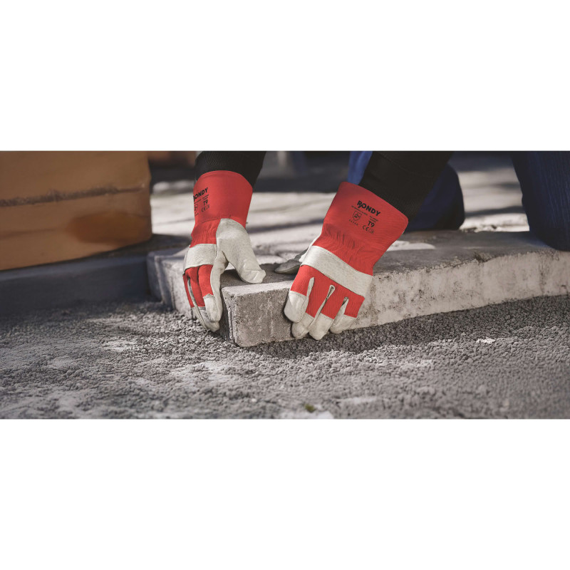 GANTS CUIR GROS OEUVRE ROUGE