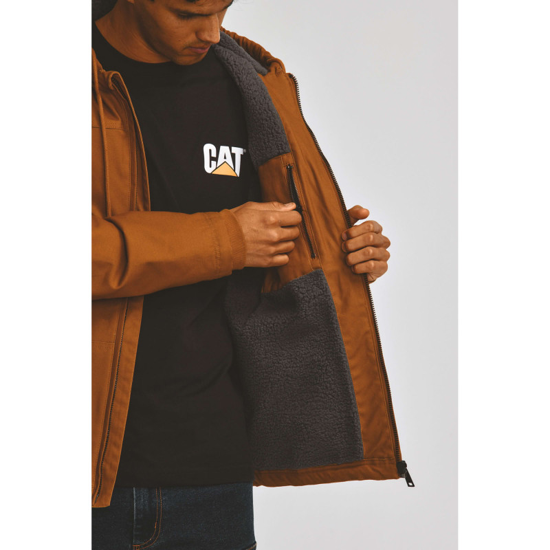 BLOUSON HOODED SHERPA LINED CAT BRONZE