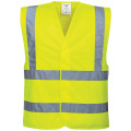 GILET HAUTE VISIBILITE BAUDRIER + DBLE CEINT-JAUNE