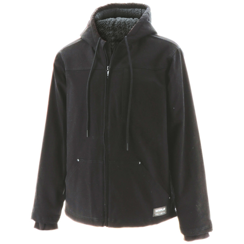 BLOUSON HOODED SHERPA LINED CAT NOIR