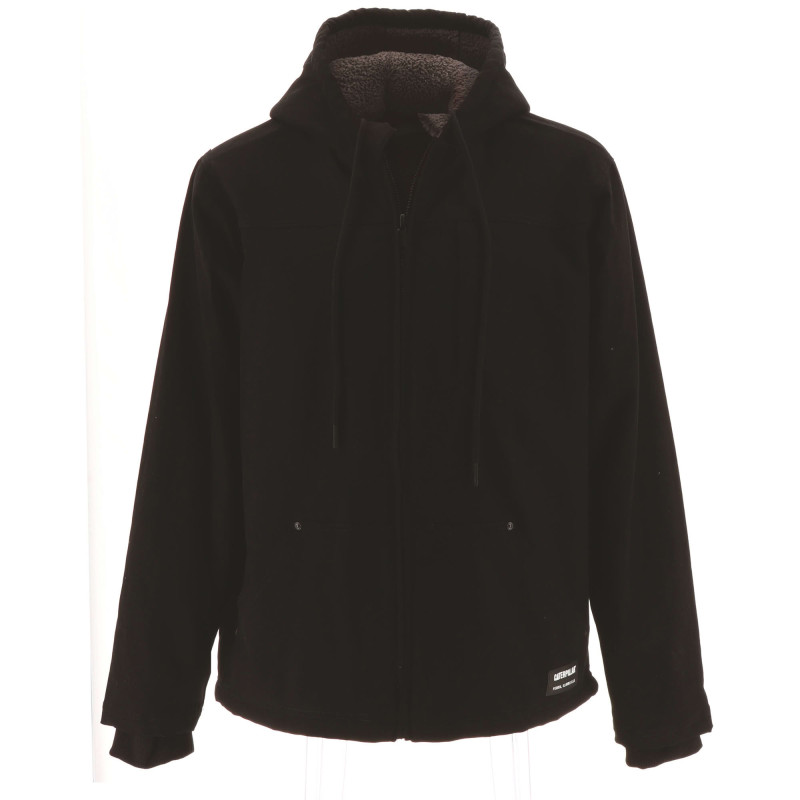 BLOUSON HOODED SHERPA LINED CAT NOIR