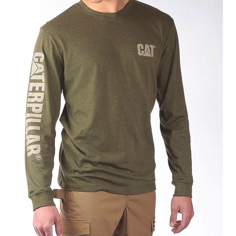 T-SHIRT MANCHES LONGUES TRADEMARK BANNER ARMY MOSS