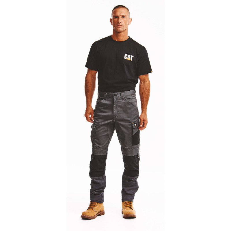 PANTALON ESSENTIAL KNEE POCKET GRIS NOIR CAT