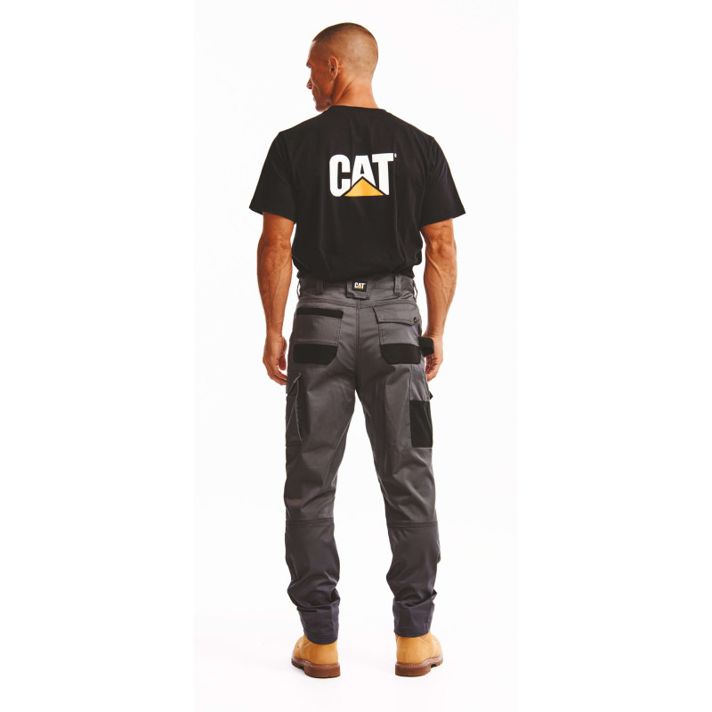 PANTALON ESSENTIAL KNEE POCKET GRIS NOIR CAT