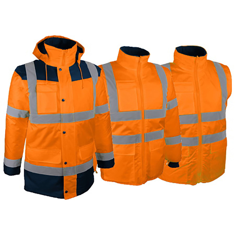 PARKA 4 EN 1 PIAMO HV- ORANGE FLUO/BLEU MARINE