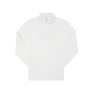 POLO HOMME B&C MANCHES LONGUES 210 BLANC