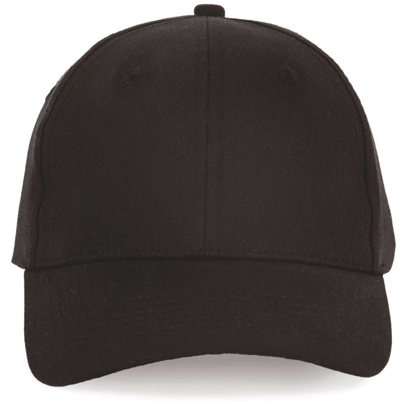 CASQUETTE 6 PANNEAUX NOIR COTON/POLY RECYCLE