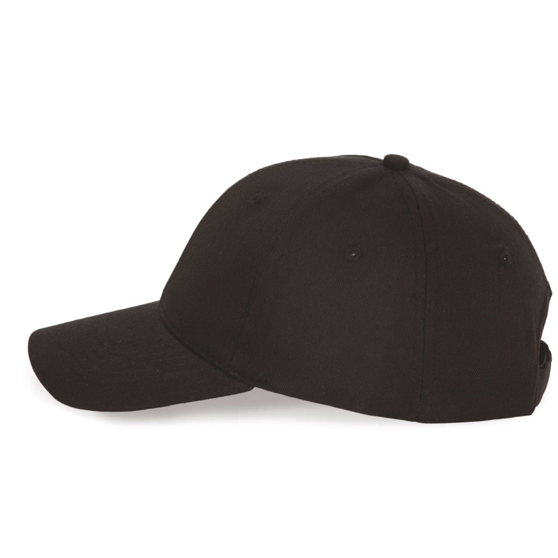CASQUETTE 6 PANNEAUX NOIR COTON/POLY RECYCLE