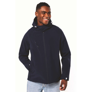 VESTE SOFTSHELL A CAPUCHE AMOVIBLE MARINE