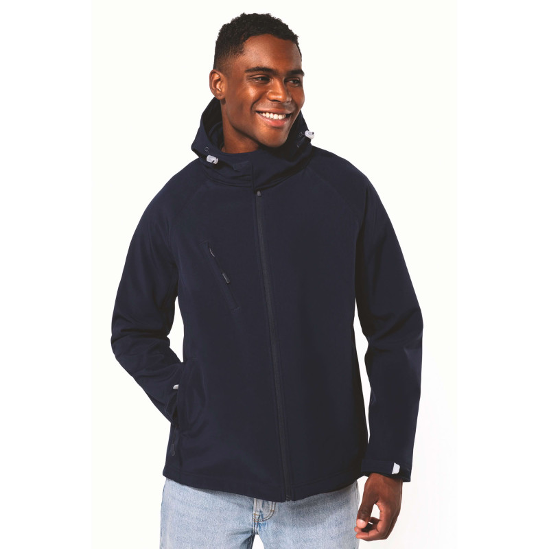 VESTE SOFTSHELL A CAPUCHE AMOVIBLE MARINE