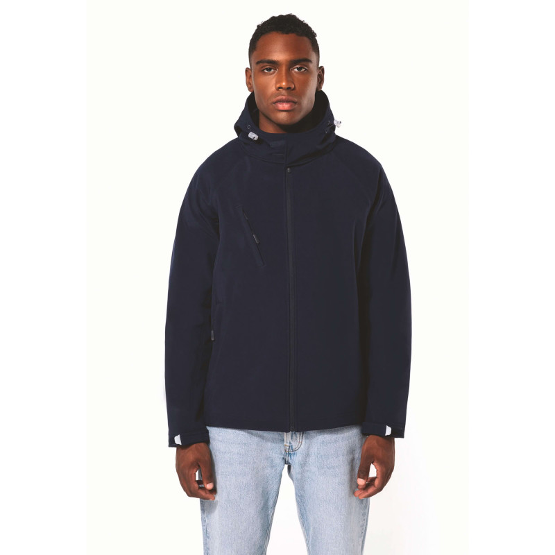 VESTE SOFTSHELL A CAPUCHE AMOVIBLE MARINE