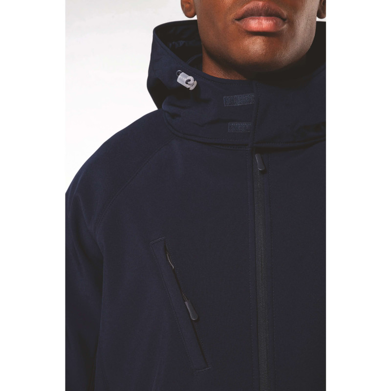 VESTE SOFTSHELL A CAPUCHE AMOVIBLE MARINE